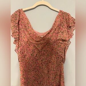 Vintage Coldwater Creek 100% silk pink floral dress
